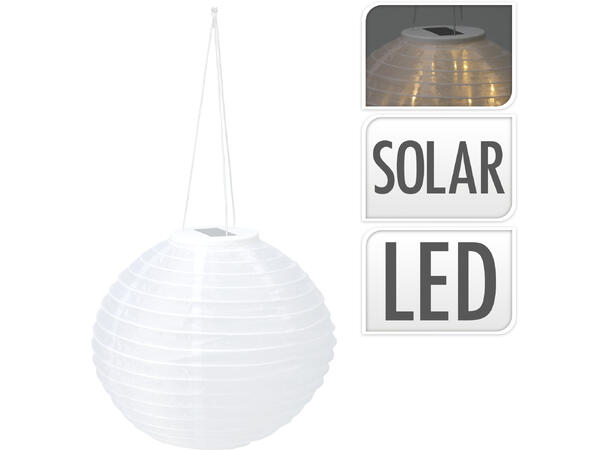Lanterne hvit Solar 12stk LED kule 40cm Værbestandig nylon med varmehvit ledlys 