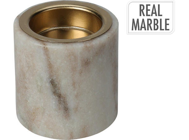 Lysestake telys sand marmor 6x6cm Vekt:650gr 