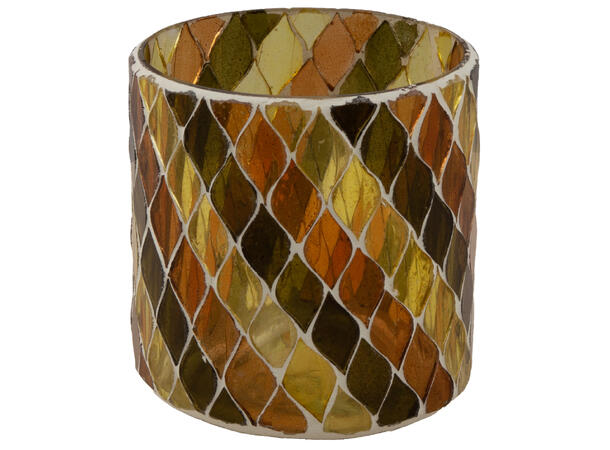 Lysglass mosaikk brun/amber/grønn 8x8cm 