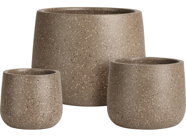 Potte terrazzo brun Dia:11/16/21cm s/3 11x10/16x12/21x16cm 