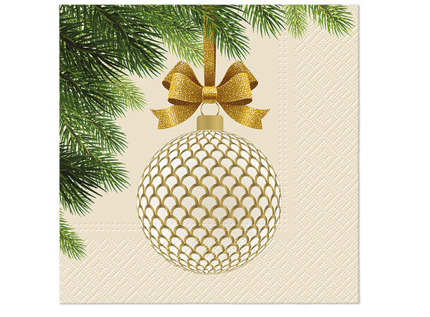 Serviett lunsj 20 stk Golden bauble 3 lag 33x33cm- TeteàTete Kolleksjon 