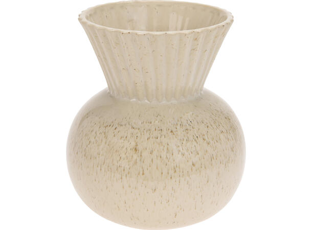 Vase rund beige glanset porselen 17x20cm Vekt:1400gram 