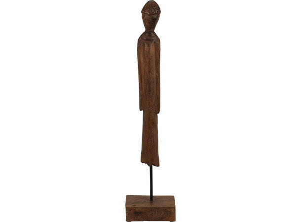 Figur skulptur brunt mangotre 10x7x45cm m/metallfot 