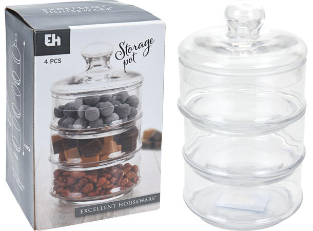 Krukke glass 3 etg 500ml d:12,5xh22cm Vekt:750gram 