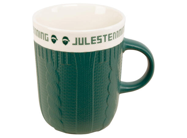 Krus keramikk strikk Julestemning grønn 270gram, 3dl, dia:8/10,5cm h:10,2cm 