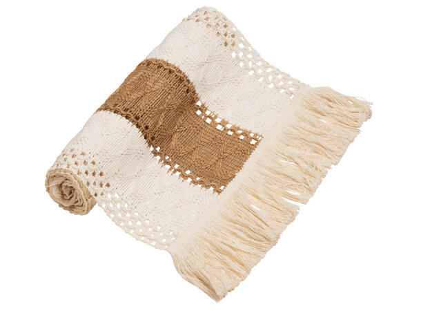 Løper vevd bomull/lin beige 30x140cm 40% bomull 40 % polyester 20 % lin 