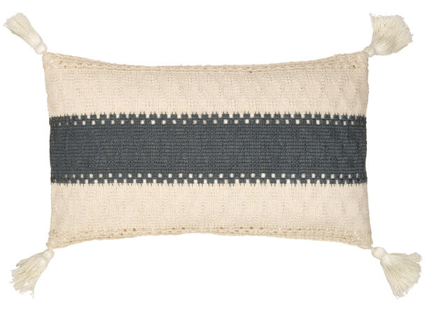 Putetrekk vevd bom/lin krem m/blå 30x50 40% bomull 40 % polyester 20 % lin 