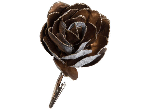 Rose stoff glitter med klype 13x9cm brun 