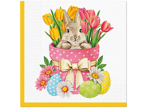 Serviett Flower Bunny Lunsjserviett 20 stk 3-lags 33x33cm 