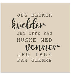 Serviett Jeg elsker kvelder med venner Lunsjserviett 20 stk 3-lags 33x33cm