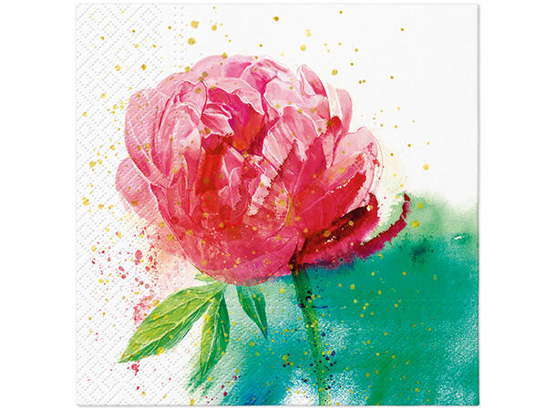 Serviett Peony Watercolour Lunsjserviett 20 stk 3-lags 33x33cm 