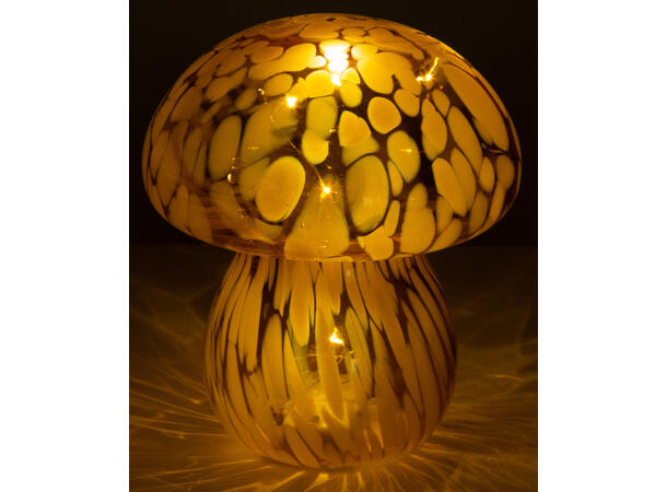 Sopp glass amber dots 5 LED 13,5x15,5cm Batteri:2xAAA Vekt: 575 gram 