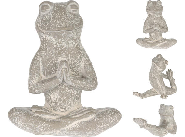 Figur frosk Yoga 22x11x18,5cm  3ass Forpakning: 12stk (3ass x 4stk)Vekt:400g 