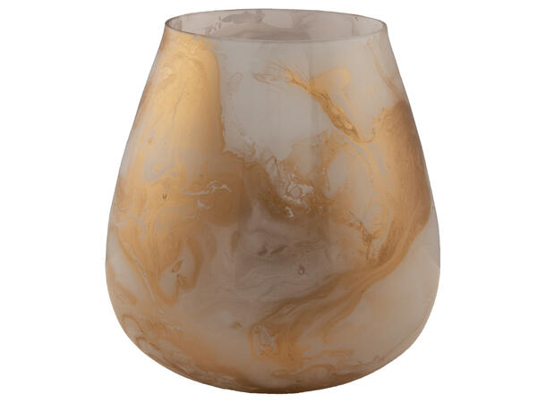 Lysglass abstrakt marmor gull 18x18cm Kan også brukes som vase 