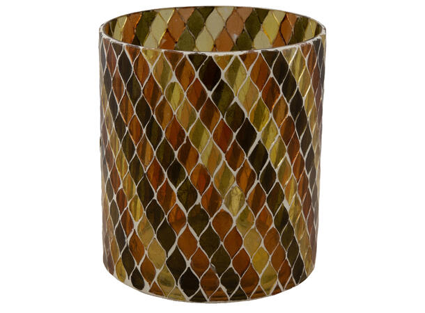Lysglass mosaikk brun/amber/grøn 13x15cm 