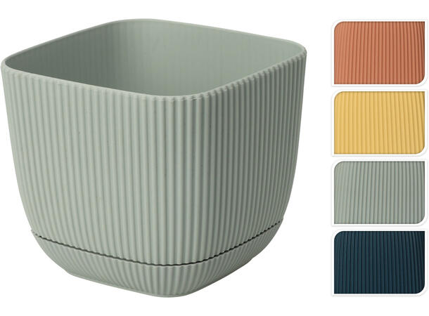 Potte kvadrat 11x10cm oker, grønn.. 4ass Terracotta,oker,grønn,blå PP 0,7 liter 