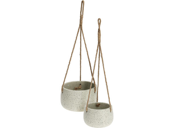 Potte terrazzo henge krem 15,5-21cm s/2 21x12,5/15,5x10cm 