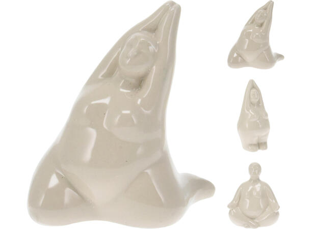 Figur Yoga beige keramikk h:9-10cm 3ass 