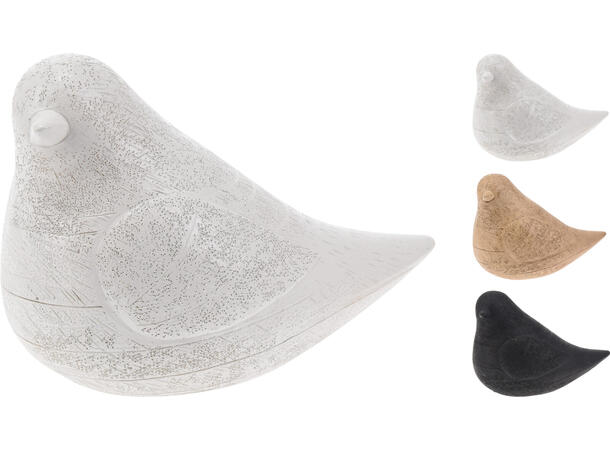 Fugl 14,5x7,7x11cm 3ass Sort natur sand Vekt 230gr 