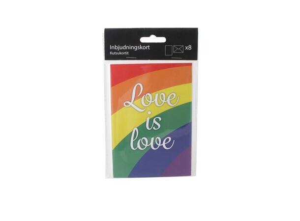 Invitasjoskort Pride Love is Love 8stk 