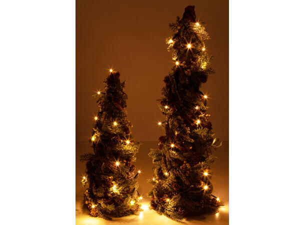 Juletre LED-lys kongler hvite bær h:62cm Batteri:3xAAA 