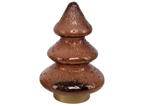 Juletre glass brun knudret 15 LED 28cm Metallbase Batteri 3xAA 