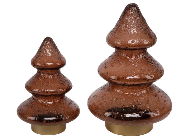 Juletre glass brun knudret 15 LED 28cm Metallbase Batteri 3xAA 