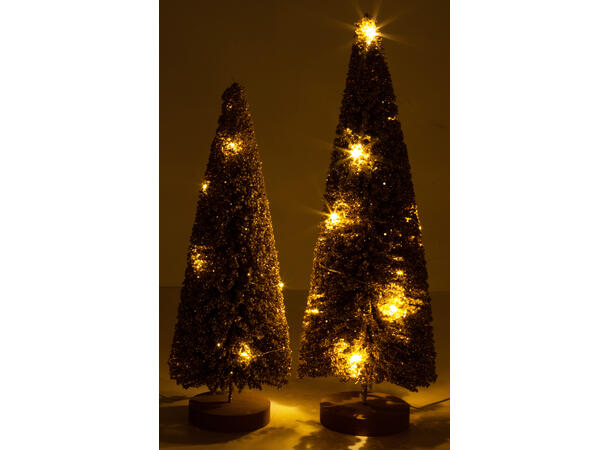Juletre gullfarget med 15 LED-lys h:50cm 
