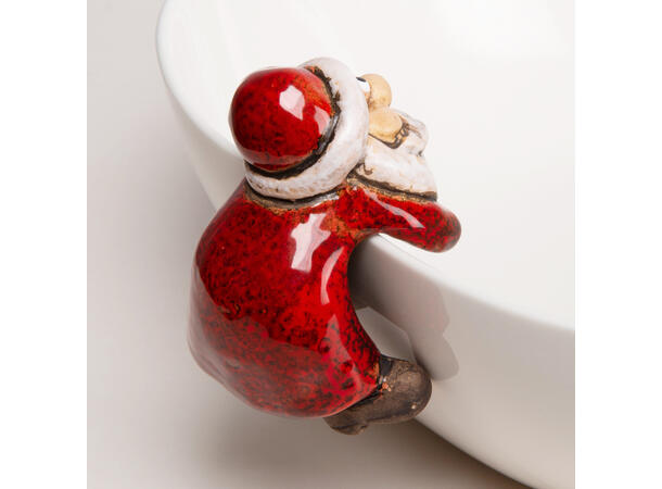 Nisse keramikk til skål rød/grå 8x5x6cm 