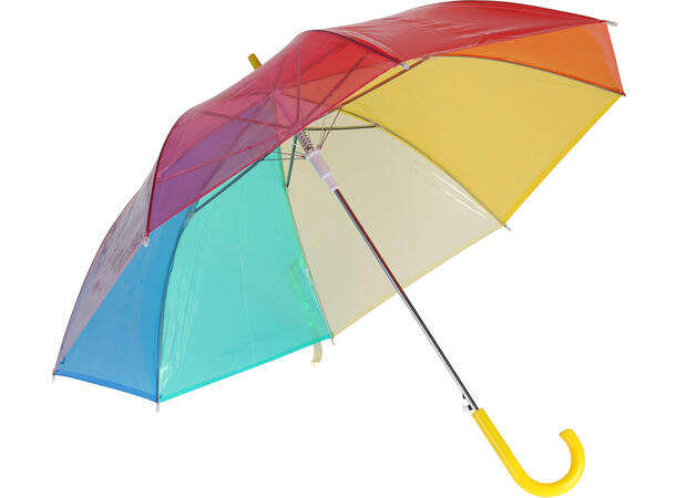 Paraply 80cm Regnbuefarge Pride d:100cm Gult håndtak 