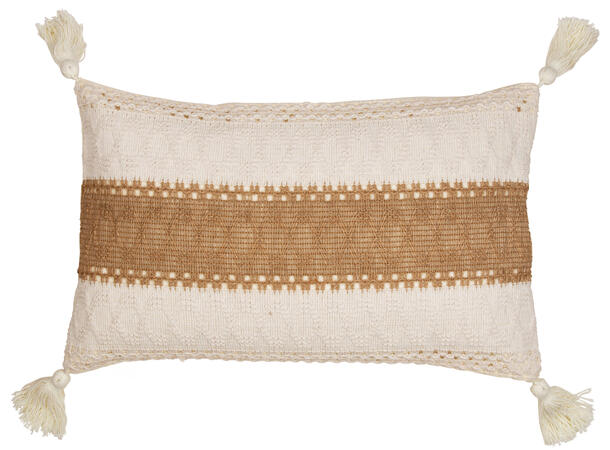 Pute 30x50cm m/trekk vevd bom/lin beige Pute fjær/dun 700gram fyllvekt 32x52cm 
