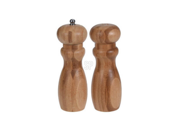 Salt og pepper kvern bambus 16cm 2 deler Med keramisk kvern og silikonpropp 