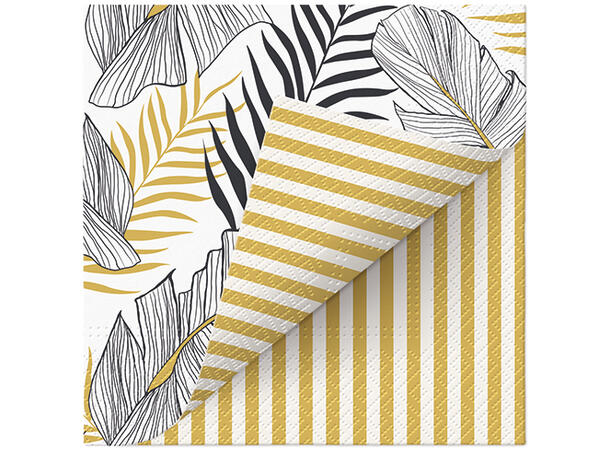 Serviett Exotic Leaves Striper 2-sidig Lunsjserviett 20 stk 3-lags 33x33cm 
