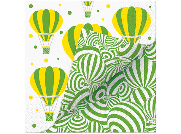 Serviett lunsj 20 stk Striped balloons 2-sidig trykk 3 lags 33x33cm 