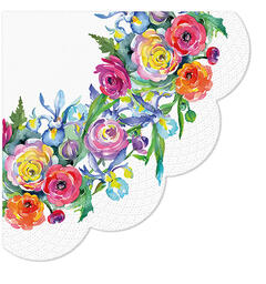 Serviett rund Painted Rose Corner Rund 12 stk 3-lags d:32cm