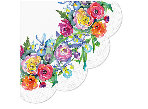 Serviett rund Painted Rose Corner Rund 12 stk 3-lags Dia:32cm 