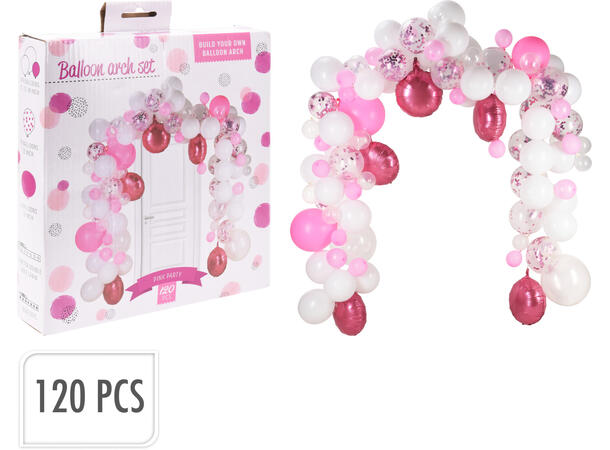 Ballong bue rosa/hvit/klar s/120 Med remse, limputer etc 