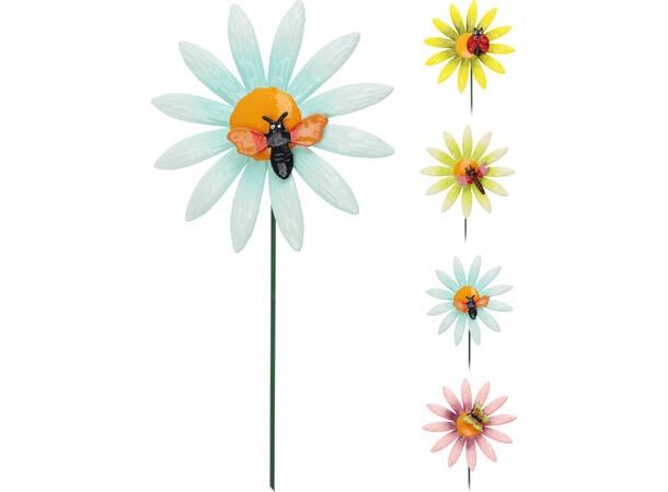 Blomsterpinne blomst metall 40cm 4ass 