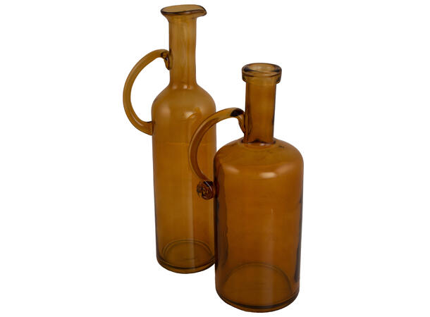 Flaske vase resirkulert brun 15x46cm 