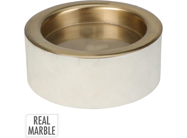 Lysestake telys hvit marmor 10x4cmx Vekt:665gr 