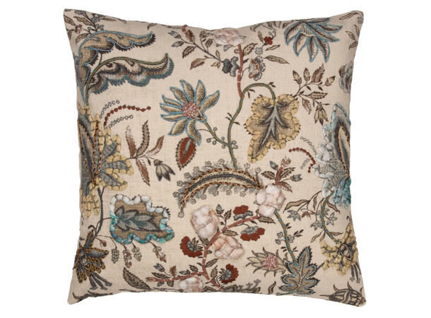 Putetrekk 45x45cm Brodert Trykt Blomst 100 % Bomull 
