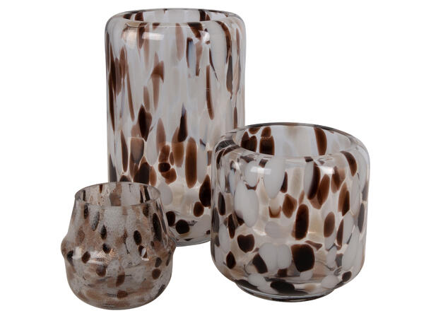 Vase abstrakt brun/hvit 15x15x25cm 