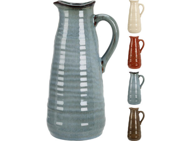 Vase mugge keramikk 13x11x24cm assortert Terracotta,Grønn,Krem,Blå 