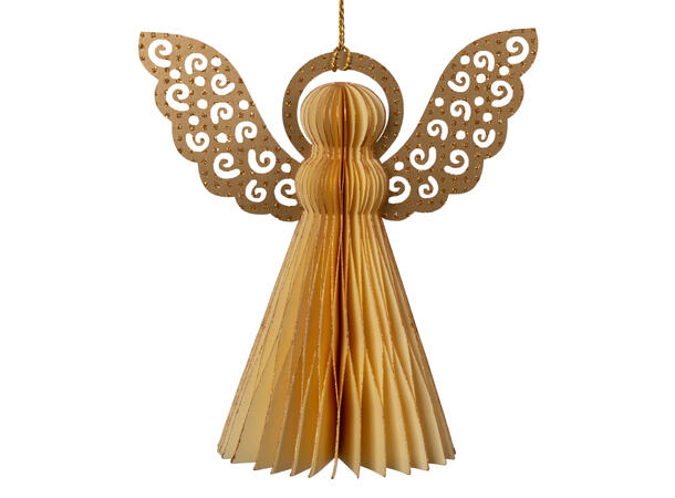 Engel papir henge beige m/gull 12cm Gullvinge 