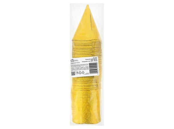 Hatt papir spiss metallisk gull 100stk Holografisk gull/metllisk 