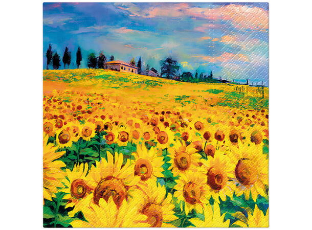 Serviett Painted Sunflowers Lunsjserviett 20 stk 3-lags 33x33cm 