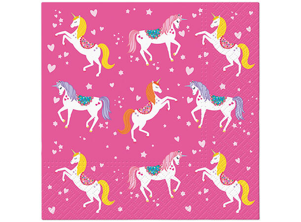 Serviett Unicorn Pattern Lunsjserviett 20 stk 3-lags 33x33cm 
