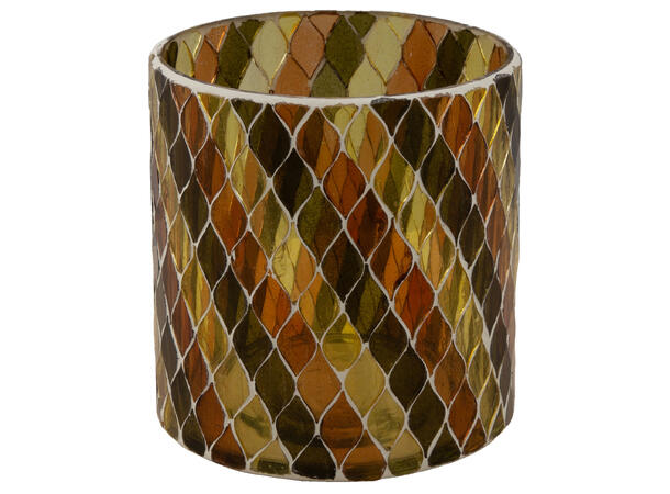 Lysglass mosaikk brun/amber/grøn 10x11cm 