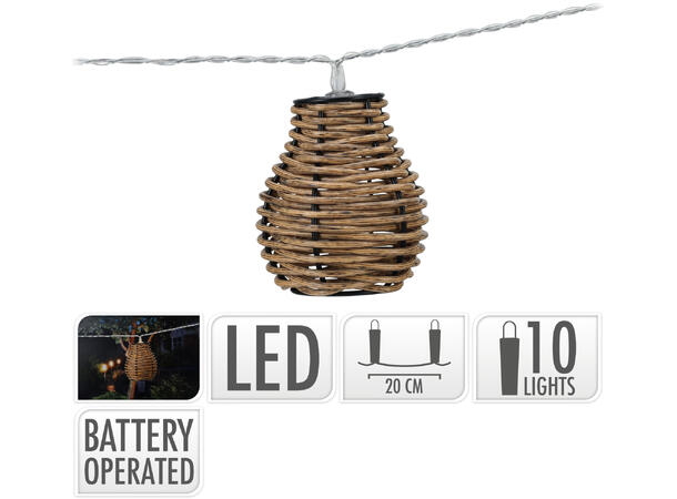 Lyslenke 10 LED natur flettet lykter 7cm Batteri 2xAA 