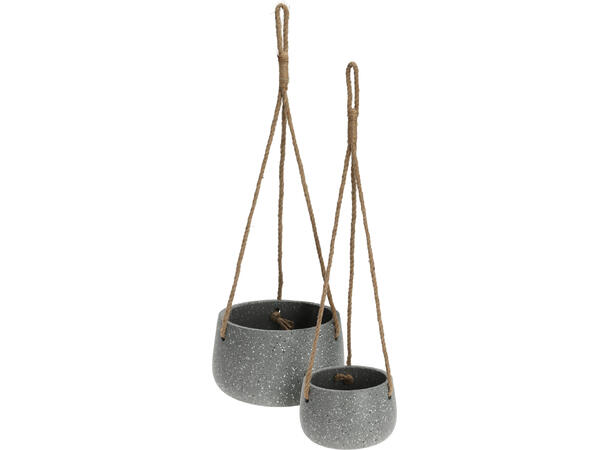 Potte terrazzo henge grå 15,5-21cm s/2 21x12,5/15,5x10cm 